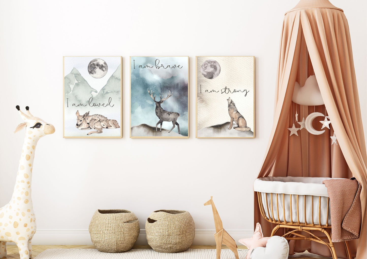 Set of 3 Woodlands Wisdom Kids Room Nursery Poster