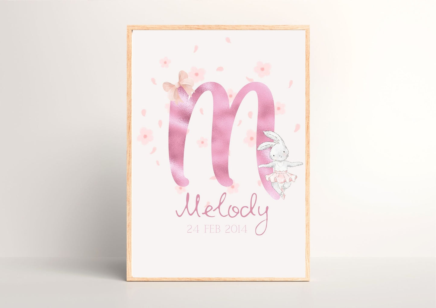 Ballerina Bunny Personalized Baby Nursery Poster