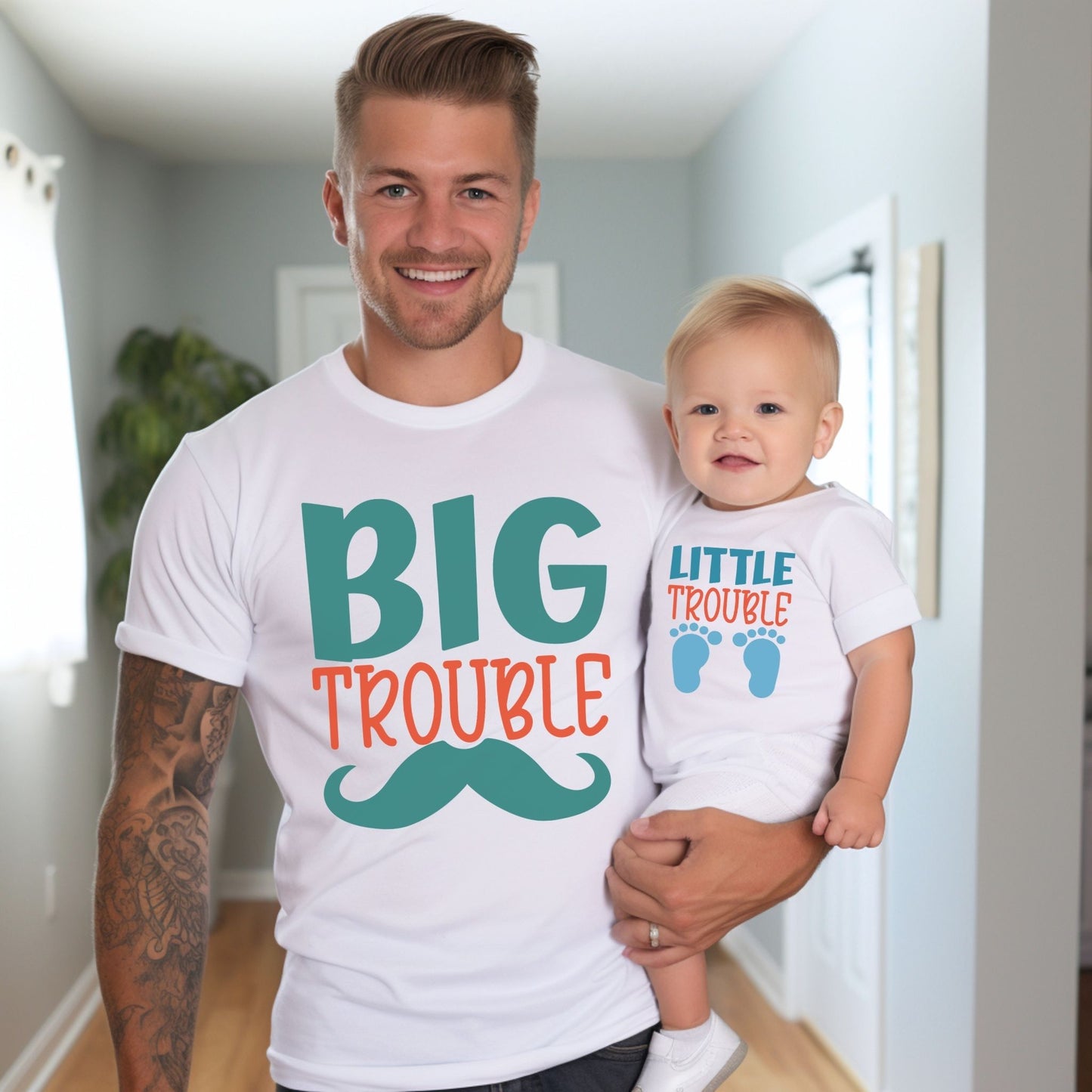Double the Trouble, Double the Fun: Matching Dad and Baby Outfit