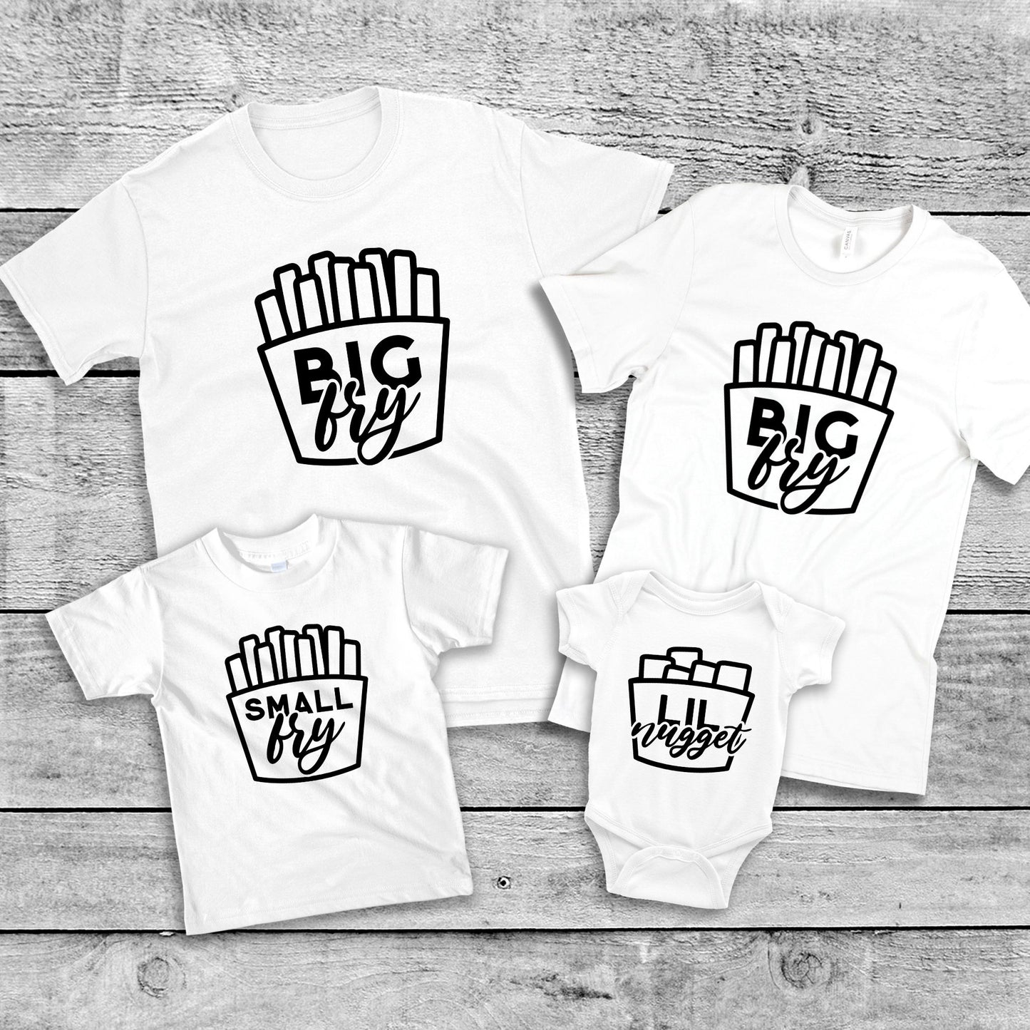 Big Fry, Small Fry & Nugget Family Matching Tees & Baby Romper