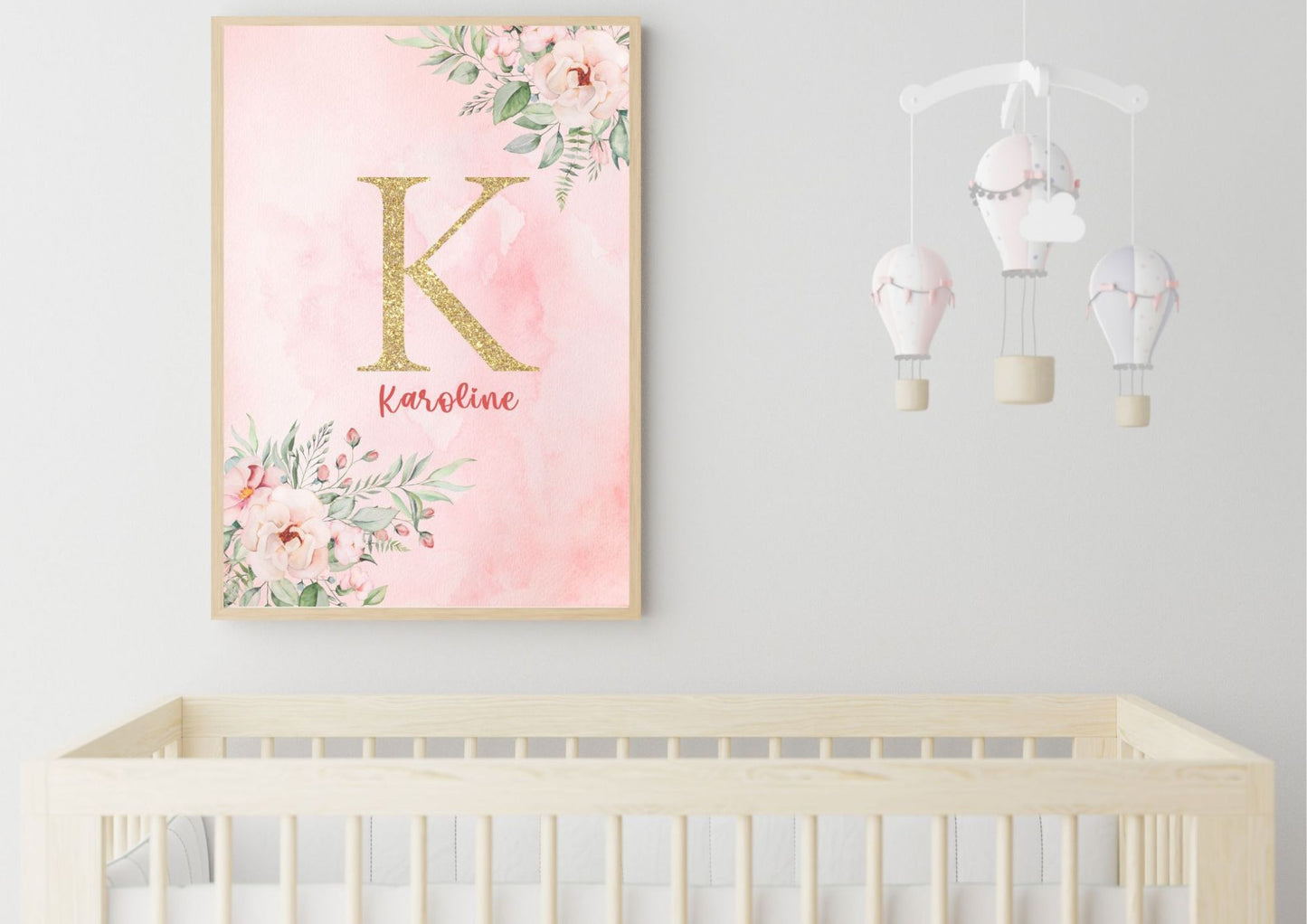 Blossom Baby Name Initial Nursery Wall Poster