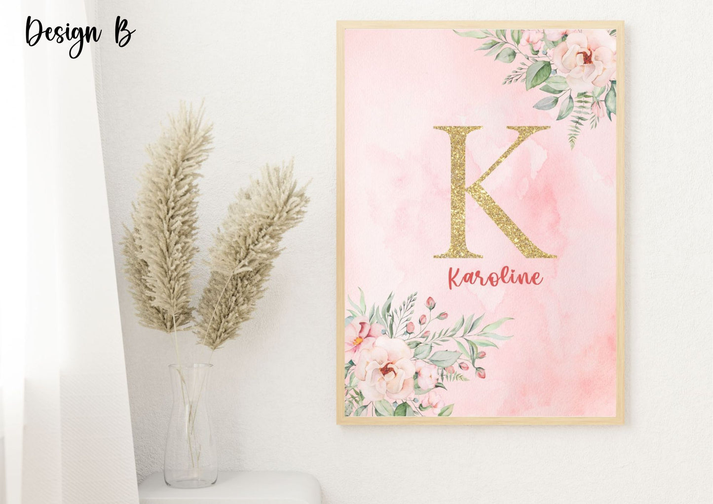 Blossom Baby Name Initial Nursery Wall Poster