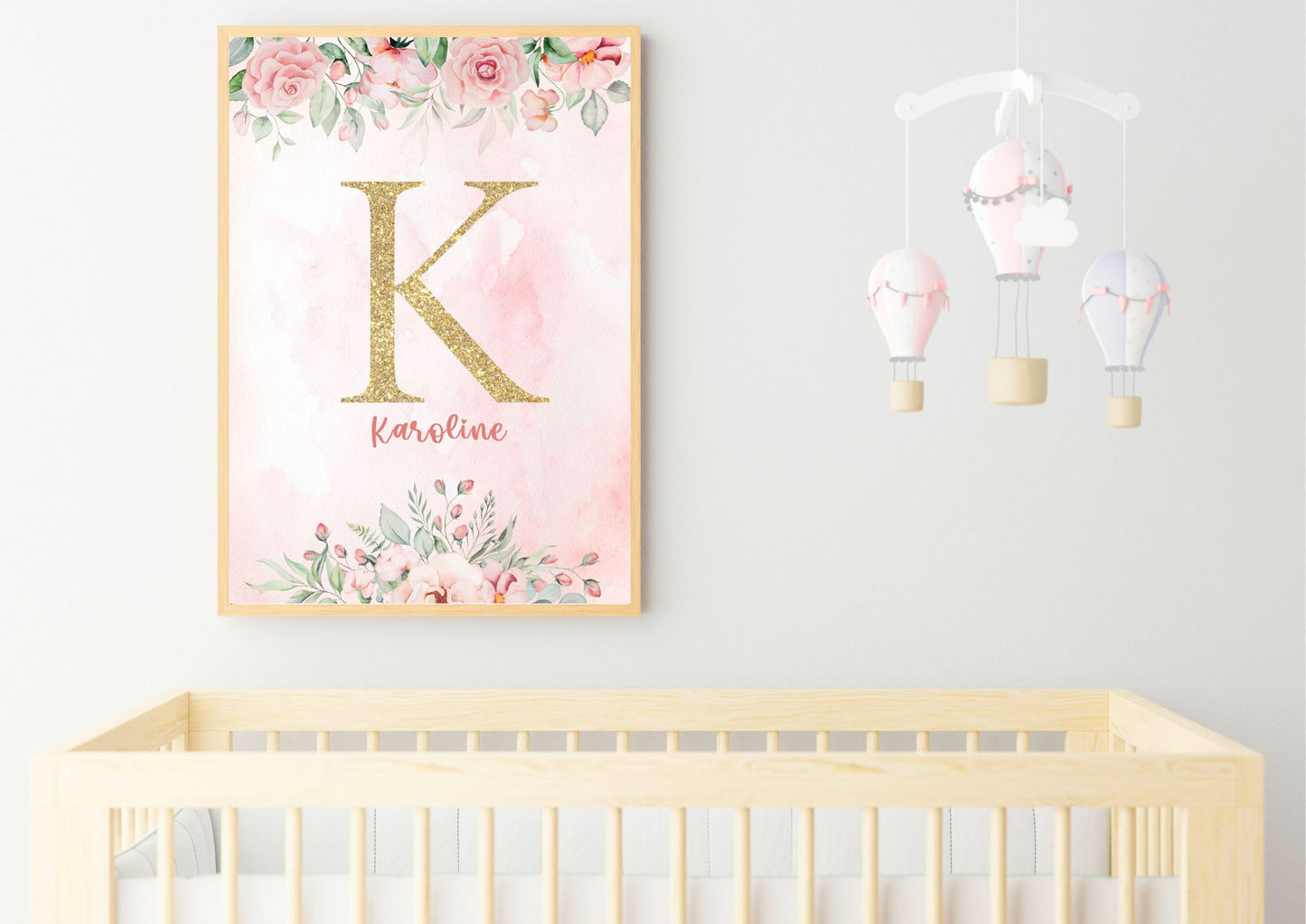 Blossom Baby Name Initial Nursery Wall Poster