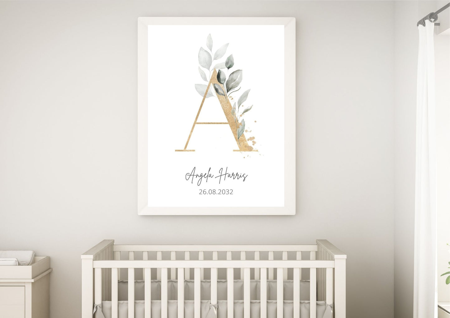 Botanical Monogram Nursery Wall Poster