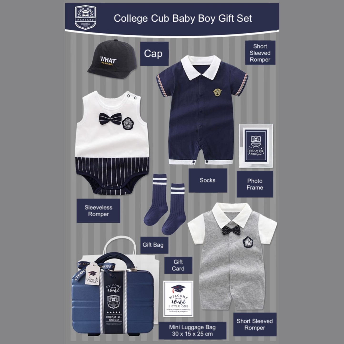College Cub Baby Boy Newborn Gift Set 3-6 months