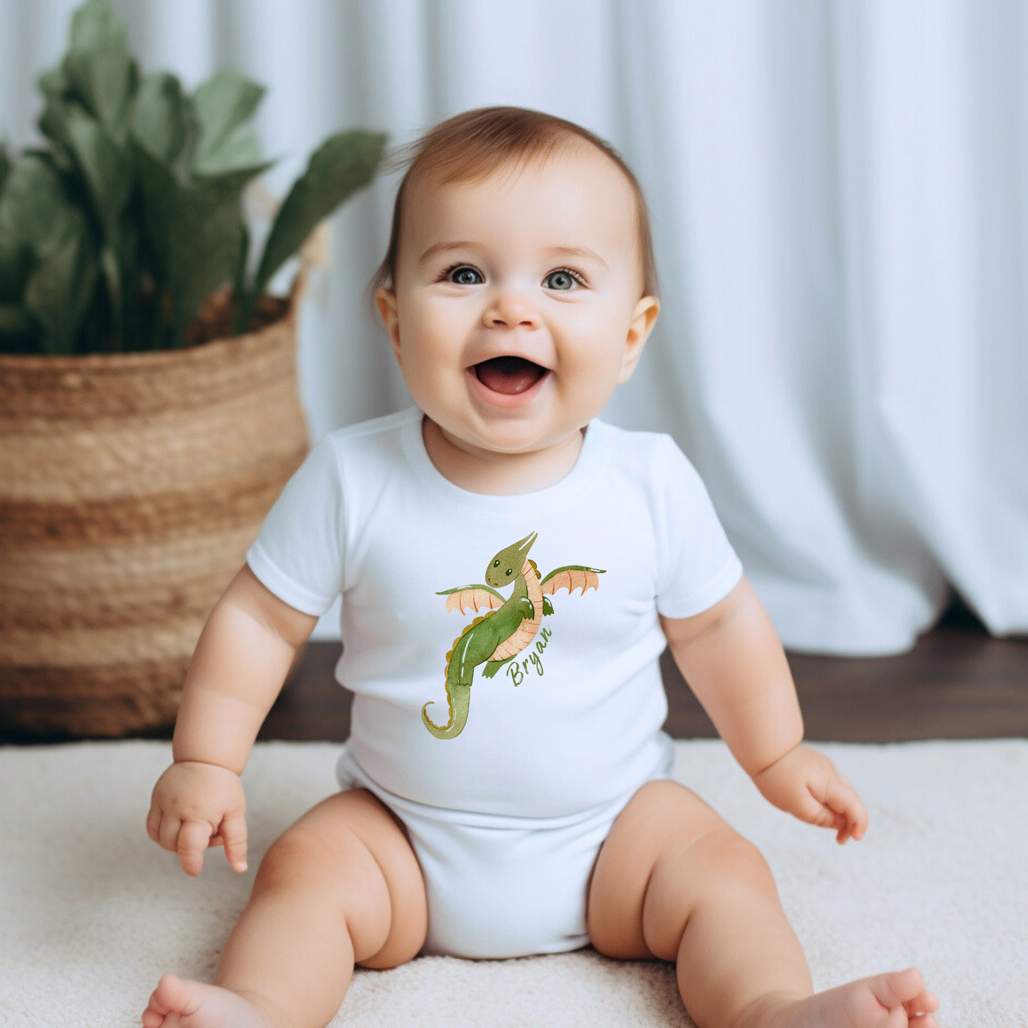 Comfy & Cute: Dragon Romper with Baby Boy's Name