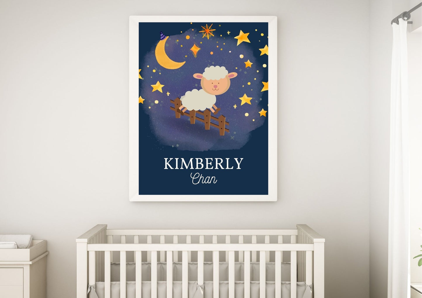 Counting Sheep Custom Name Nursery Poster