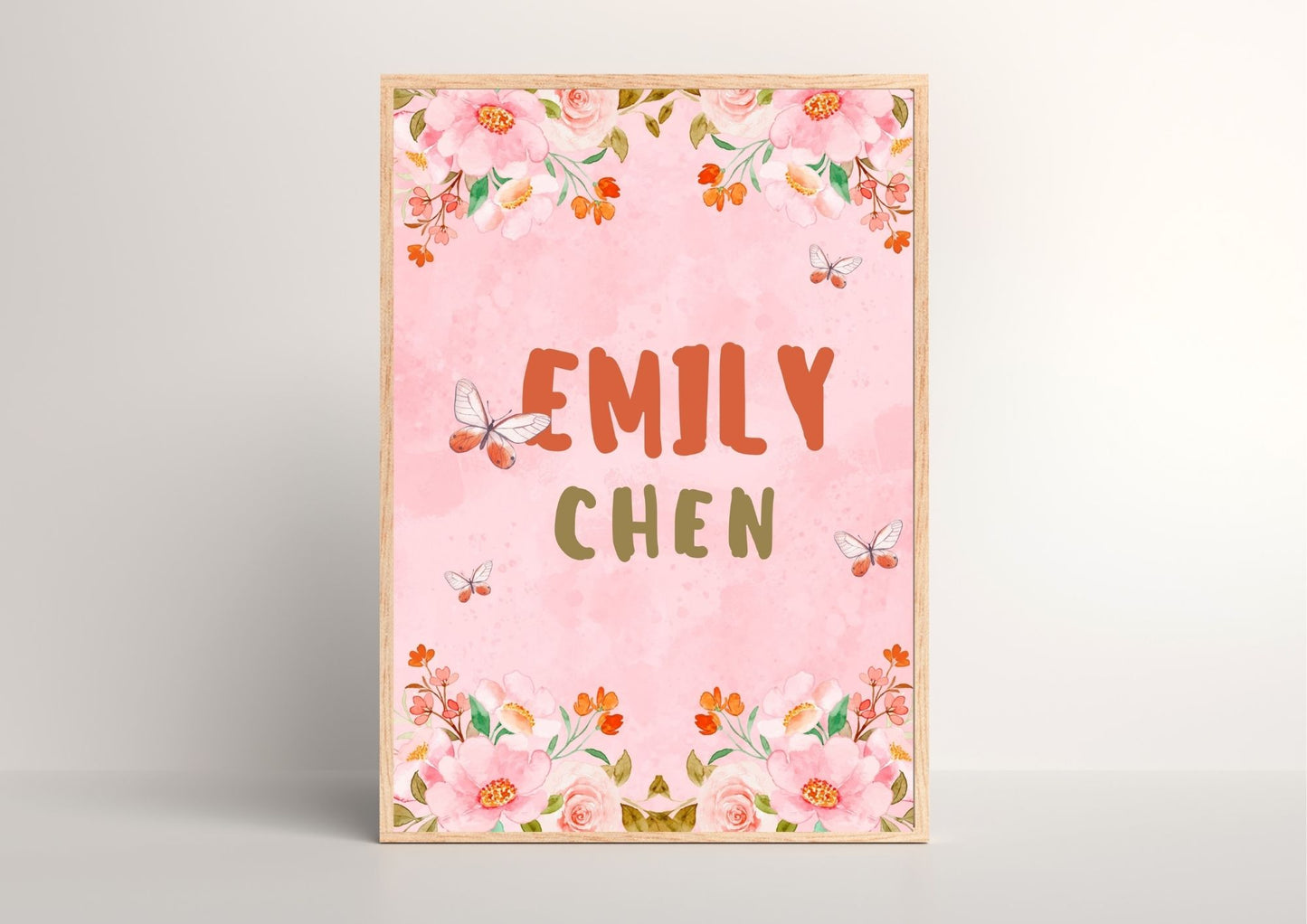 Custom Baby Name Flower Bloom Nursery Wall Poster