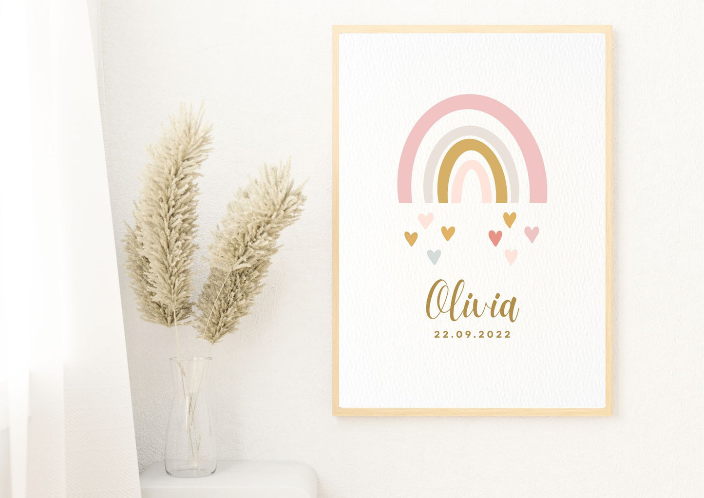 Custom Baby Name Pretty Rainbow Nursery Poster