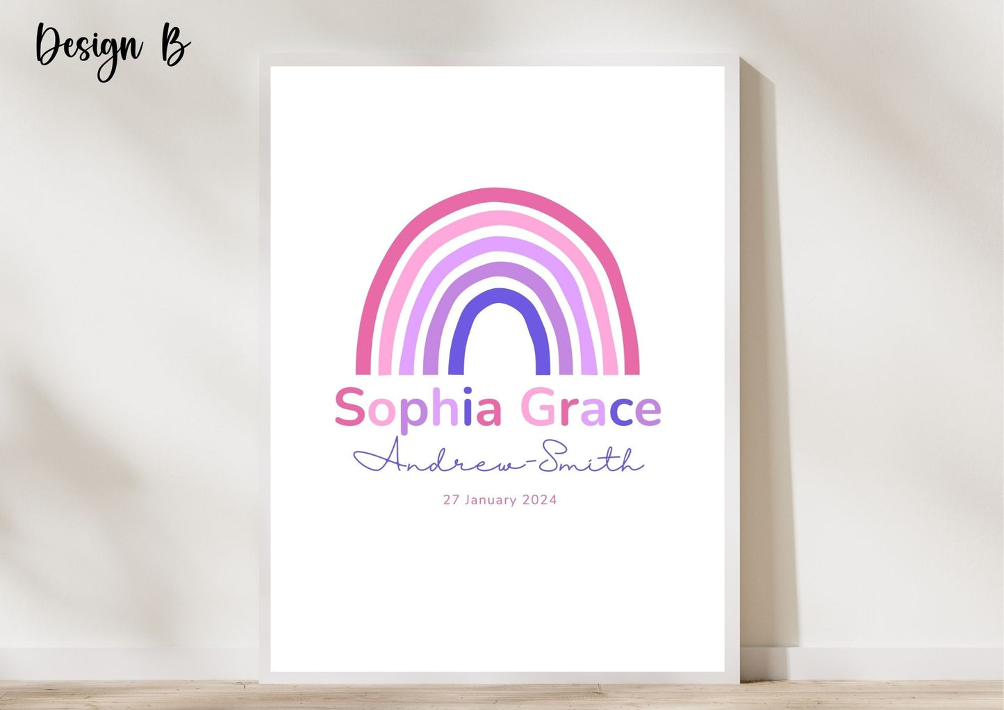 Custom Baby Name Rainbow Nursery Poster