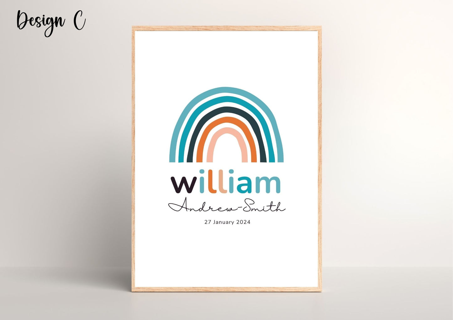Custom Baby Name Rainbow Nursery Poster