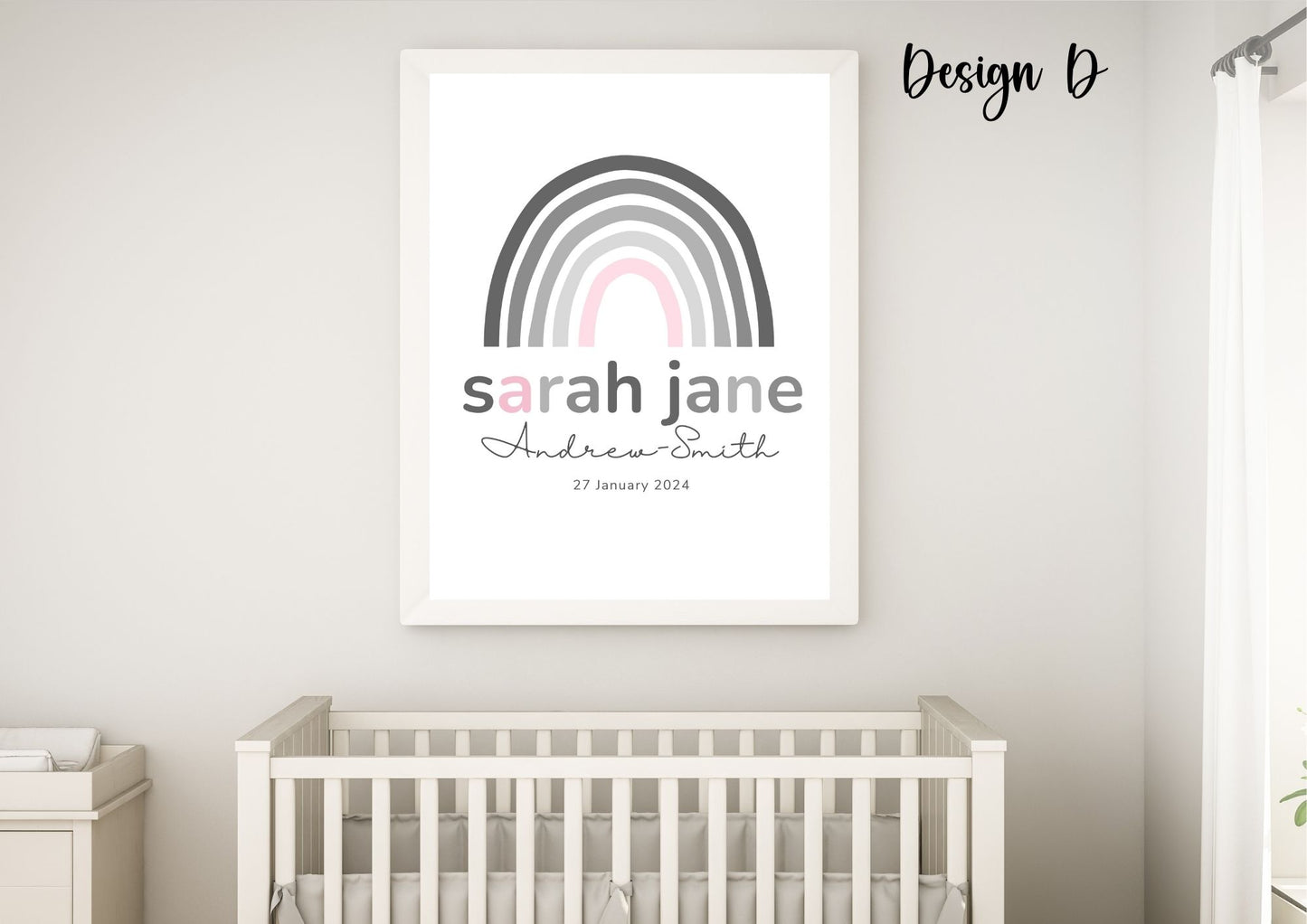 Custom Baby Name Rainbow Nursery Poster