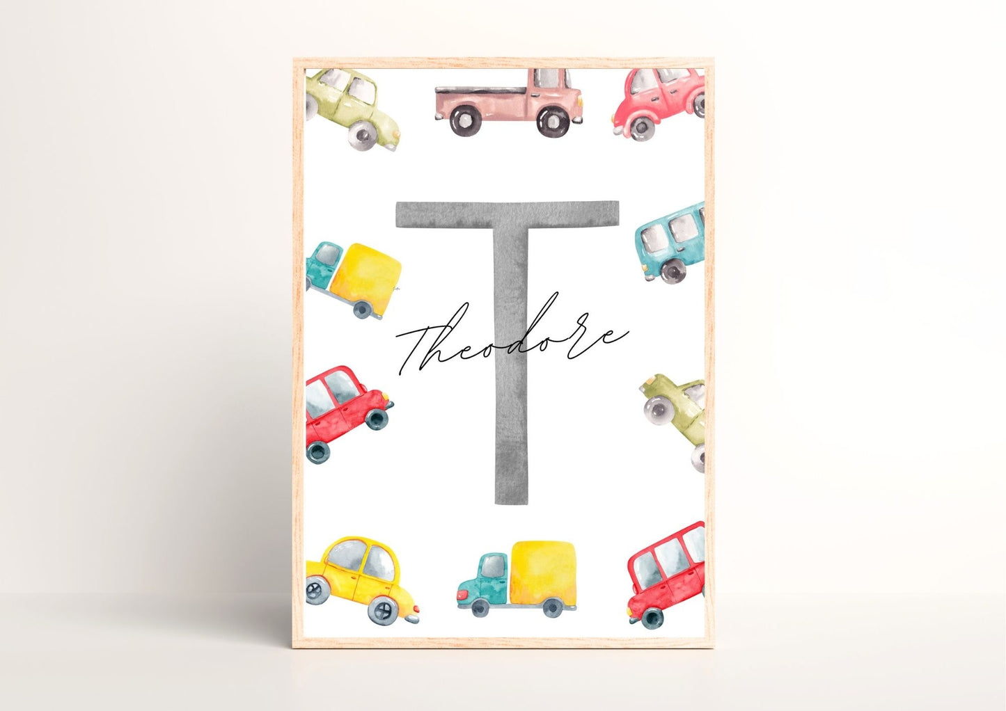 Custom Baby Name Wheels Wonderland Nursery Poster