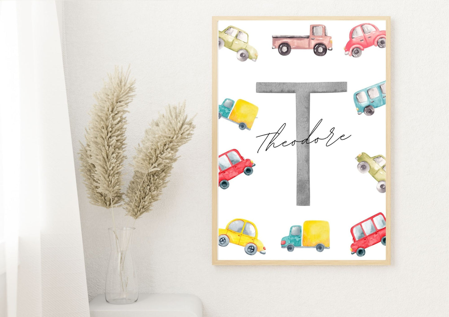 Custom Baby Name Wheels Wonderland Nursery Poster