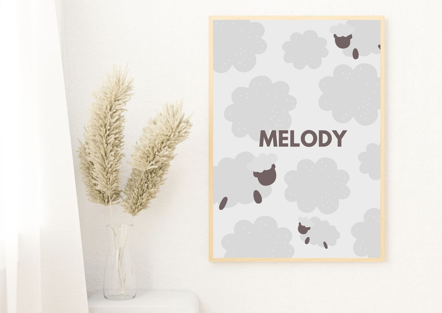 Wooly Wonders: Custom Name Sheep Nursery Poster