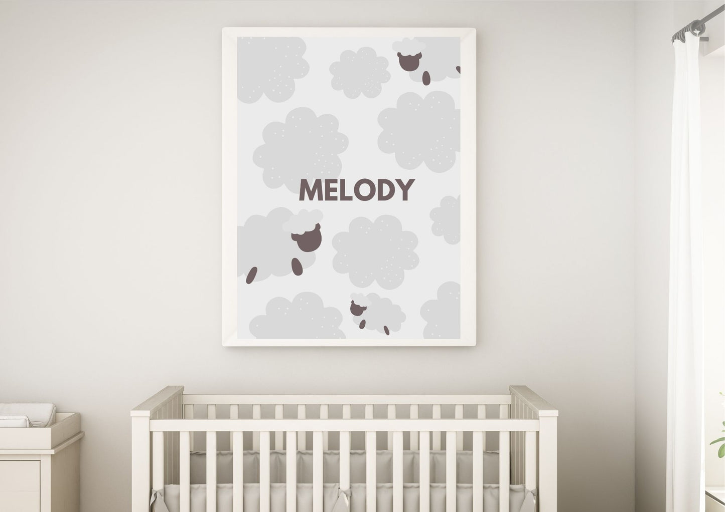 Wooly Wonders: Custom Name Sheep Nursery Poster