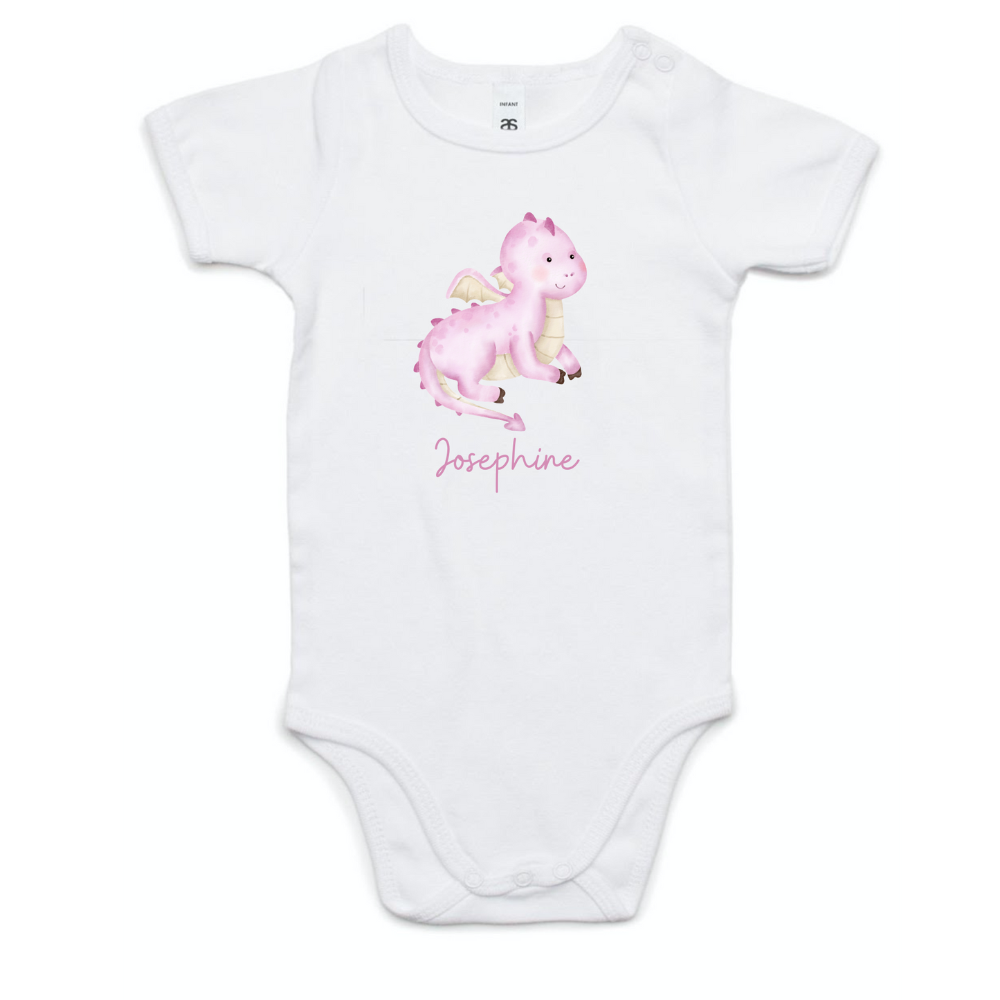 Custom Pink Dragon Onesie with Baby's Name