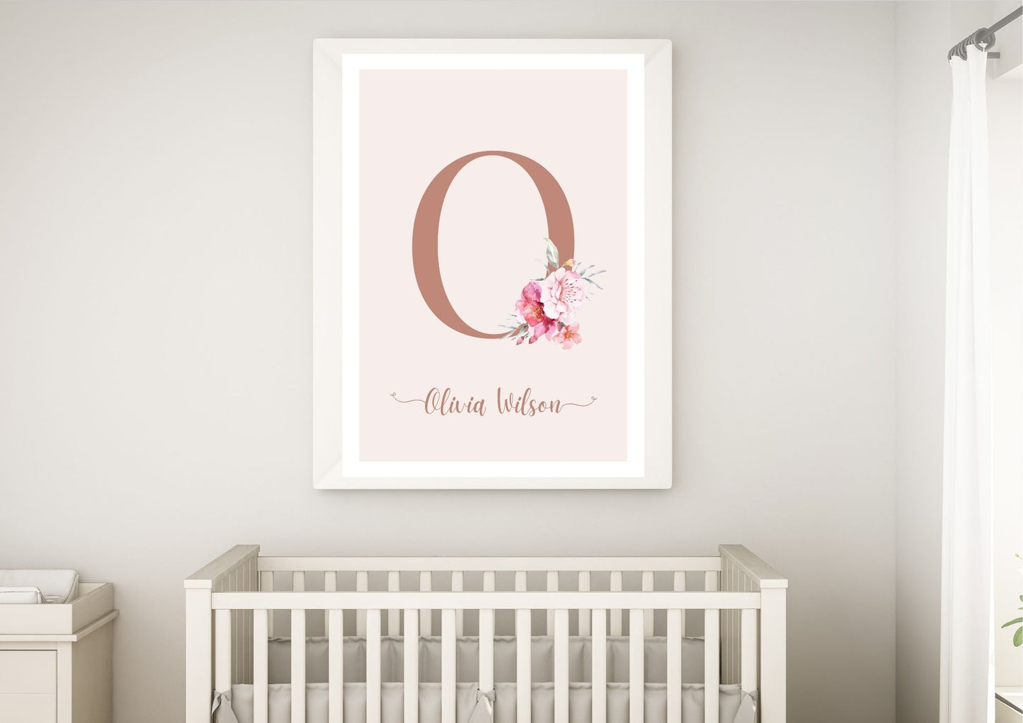 Custom Baby Name Floral Monogram Nursery Poster
