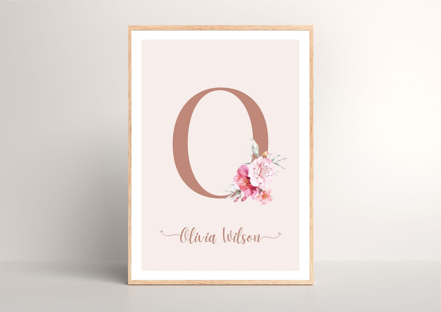 Custom Baby Name Floral Monogram Nursery Poster