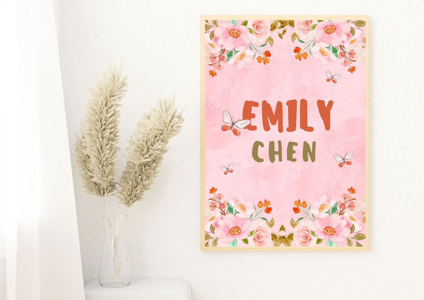 Custom Baby Name Flower Bloom Nursery Wall Poster