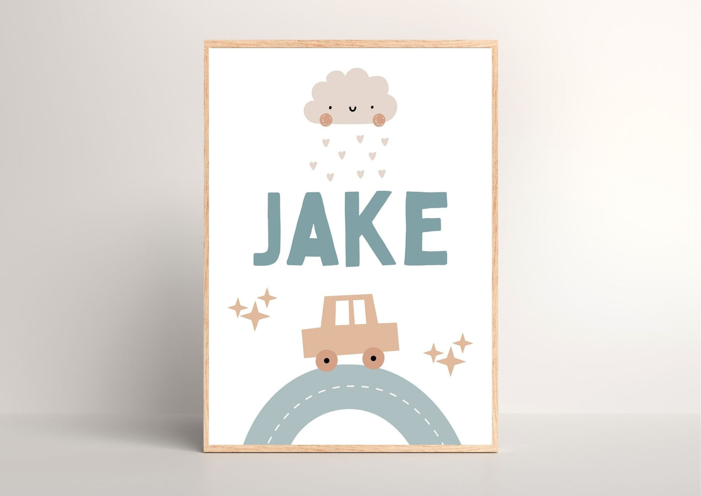 Custom Name Car Nursery Poster