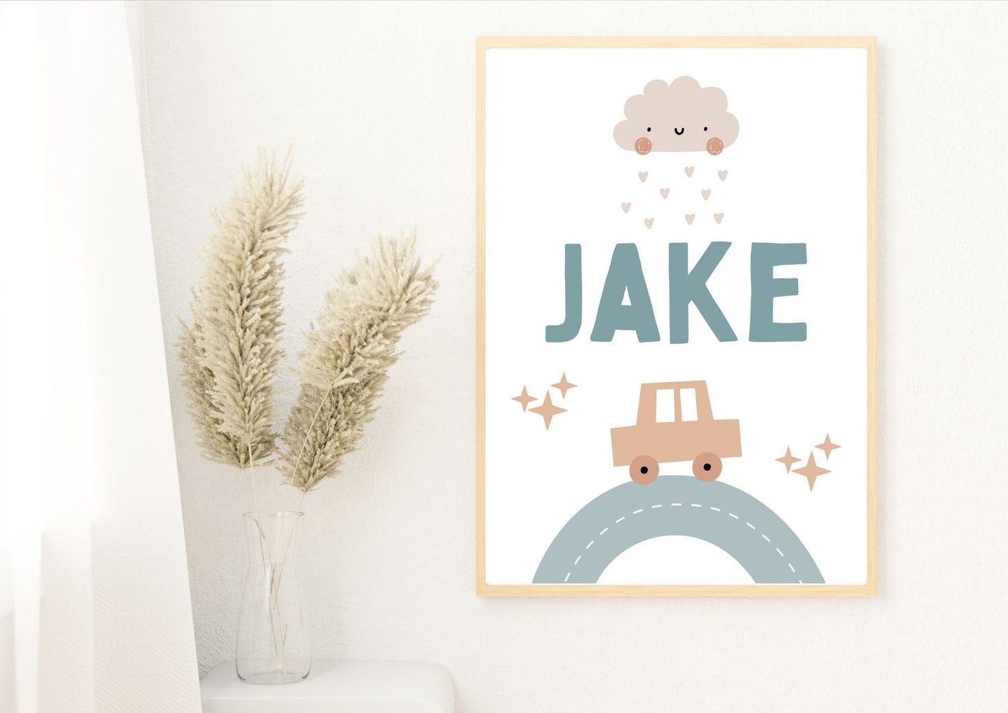 Custom Name Car Nursery Poster