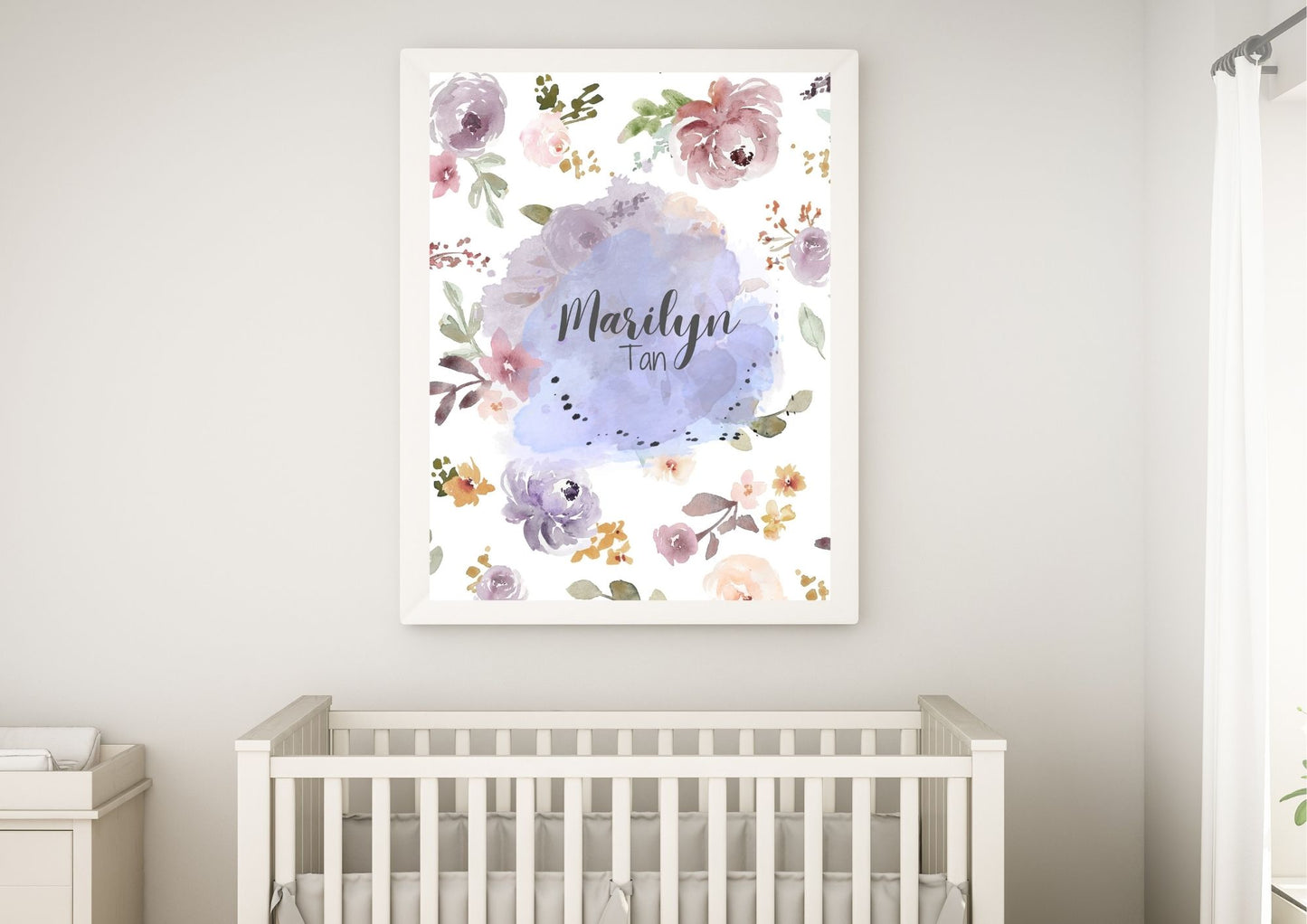 Custom Baby Name Floral Bouquet Nursery Wall Poster