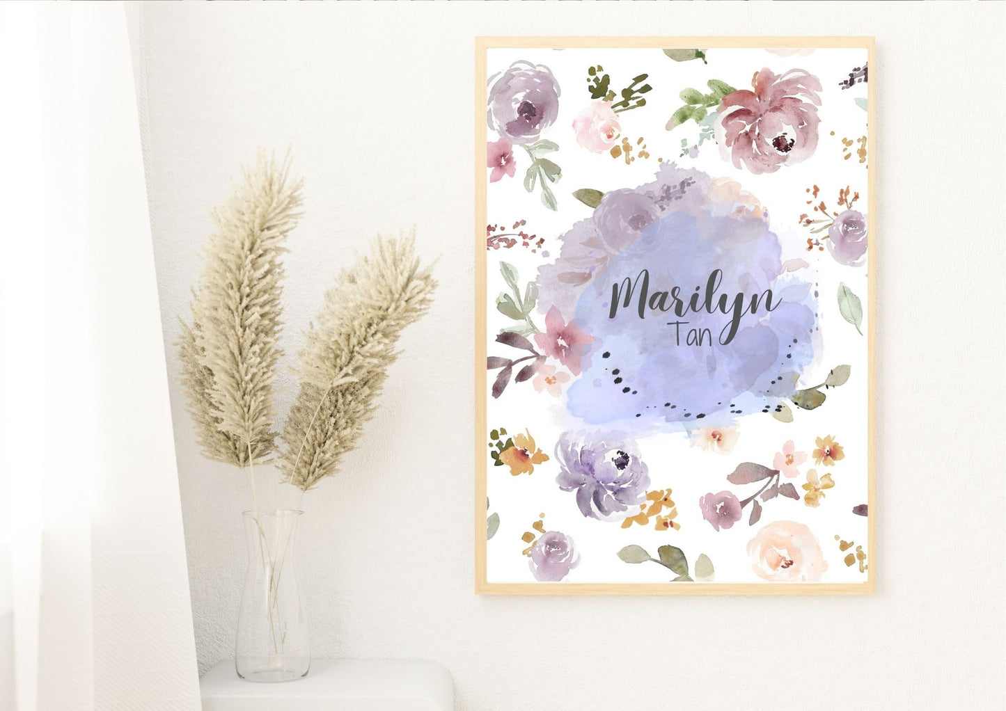Custom Baby Name Floral Bouquet Nursery Wall Poster