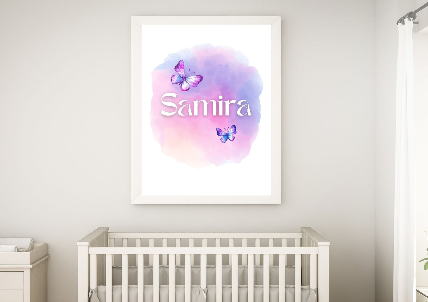 Flutter with Joy: Custom Name Butterfly Nursery Poster