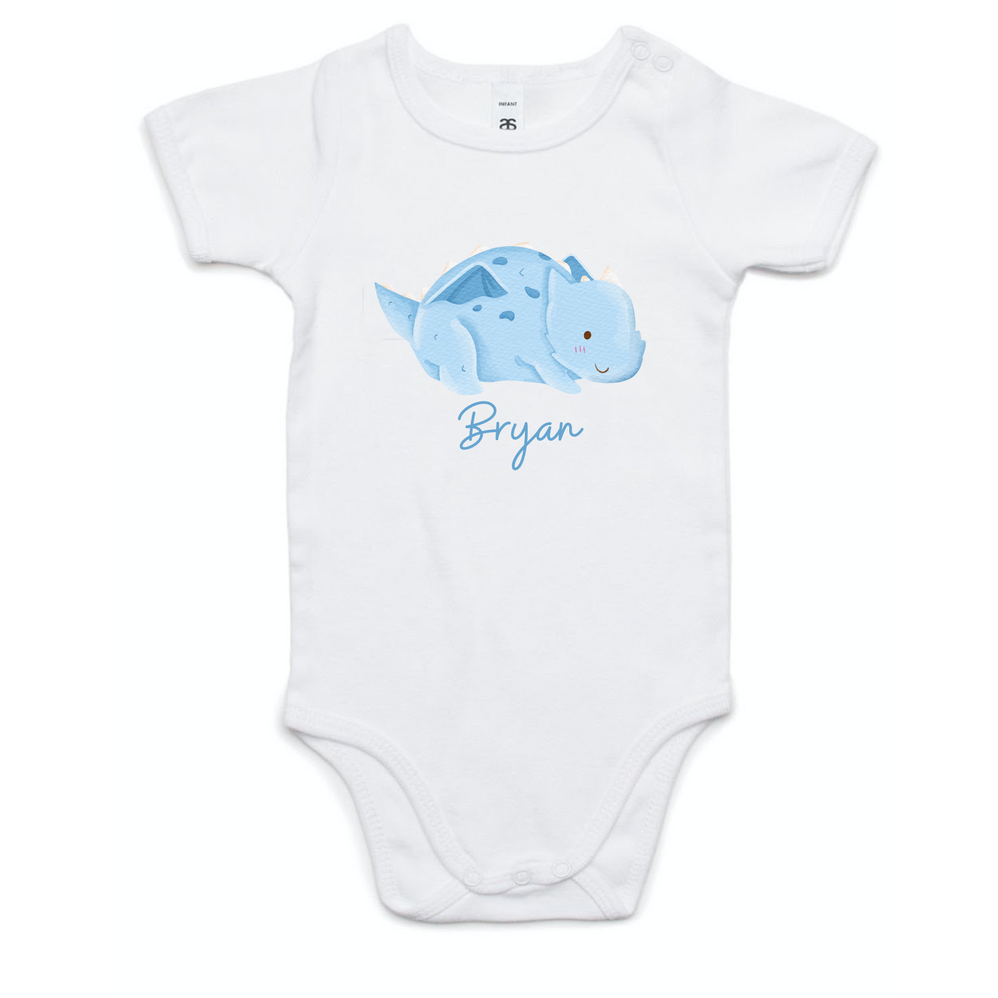 Customised Name Baby Blue Dragon Baby Romper