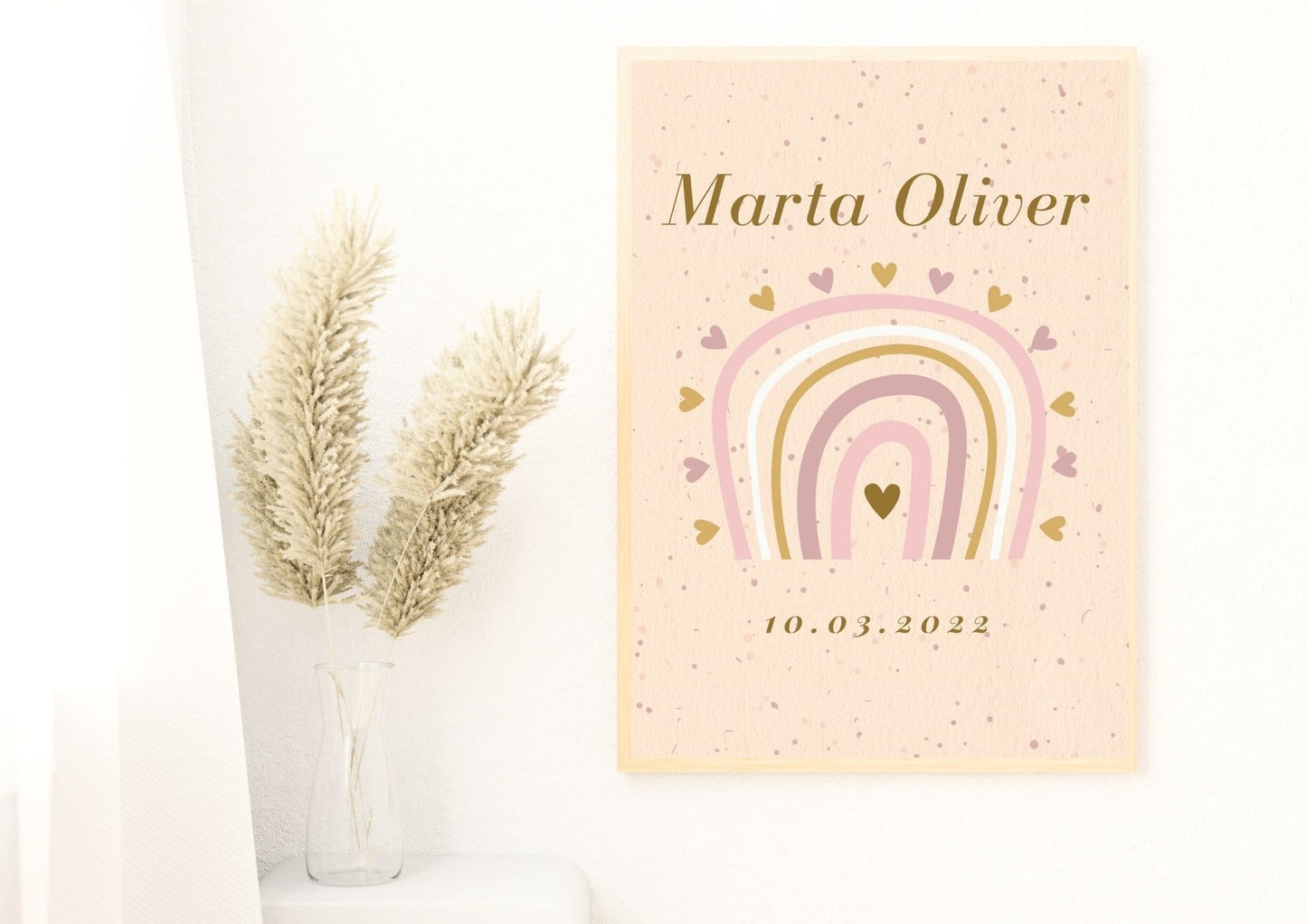 Customised Name Boho Rainbow Nursery Poster
