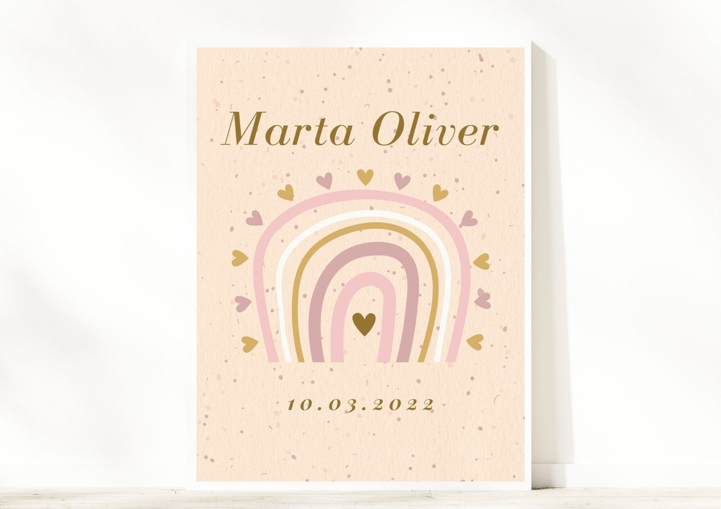 Customised Name Boho Rainbow Nursery Poster