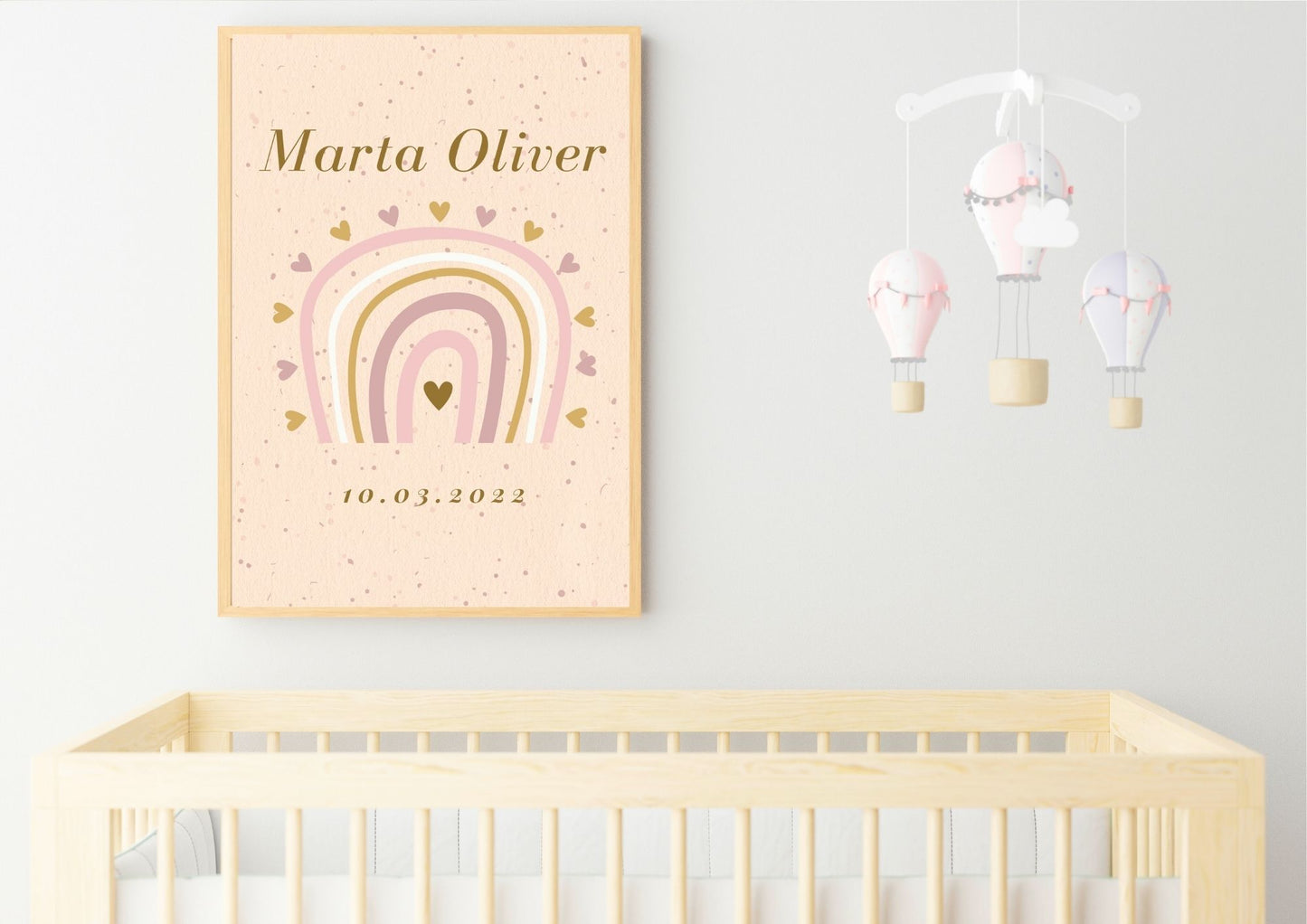 Customised Name Boho Rainbow Nursery Poster
