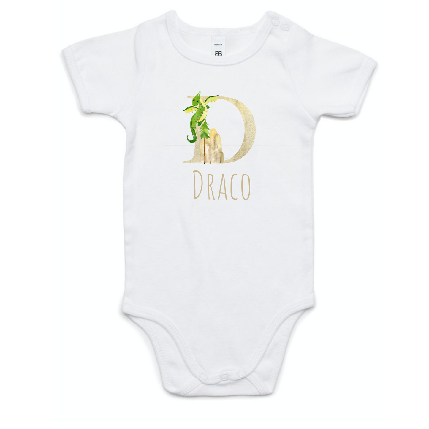 Customized Simple Name Baby Boy Dragon Onesie Bodysuit