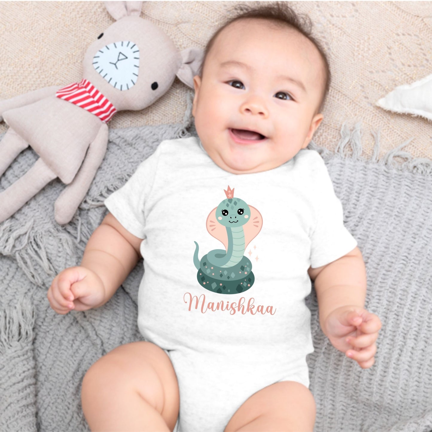 Cute as a Cobra Snake Personalized Baby Romper