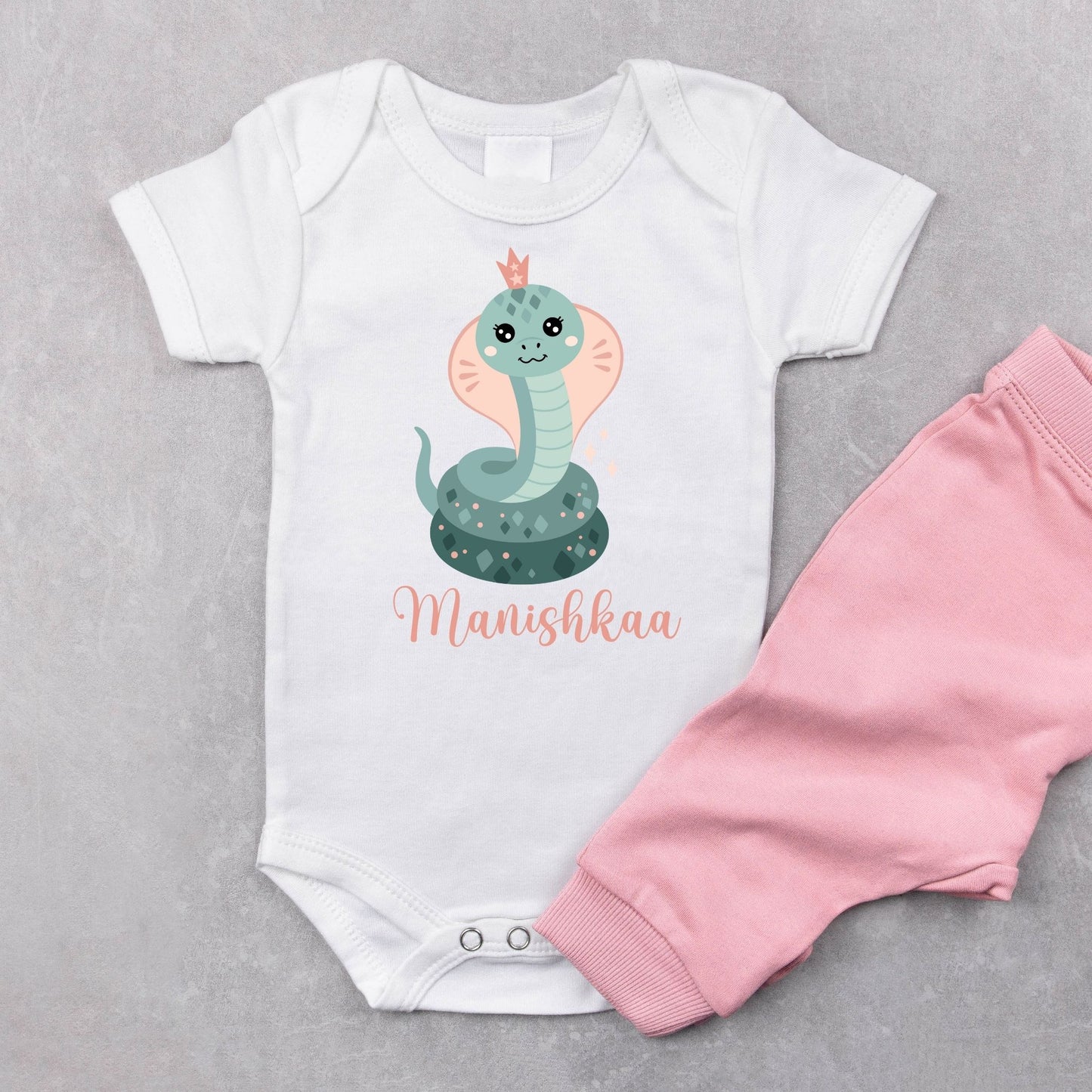 Cute as a Cobra Snake Personalized Baby Romper