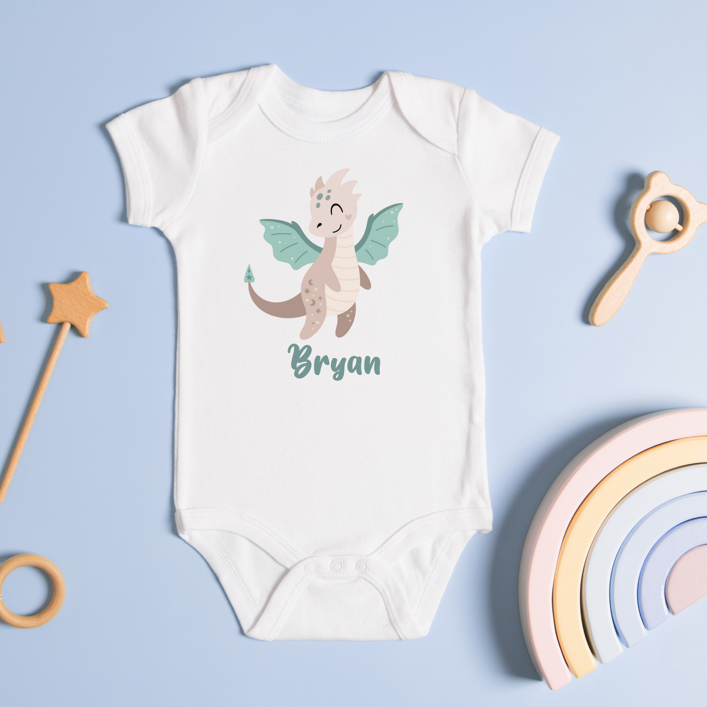 Dragon Delight: Personalized Baby Boy Onesie