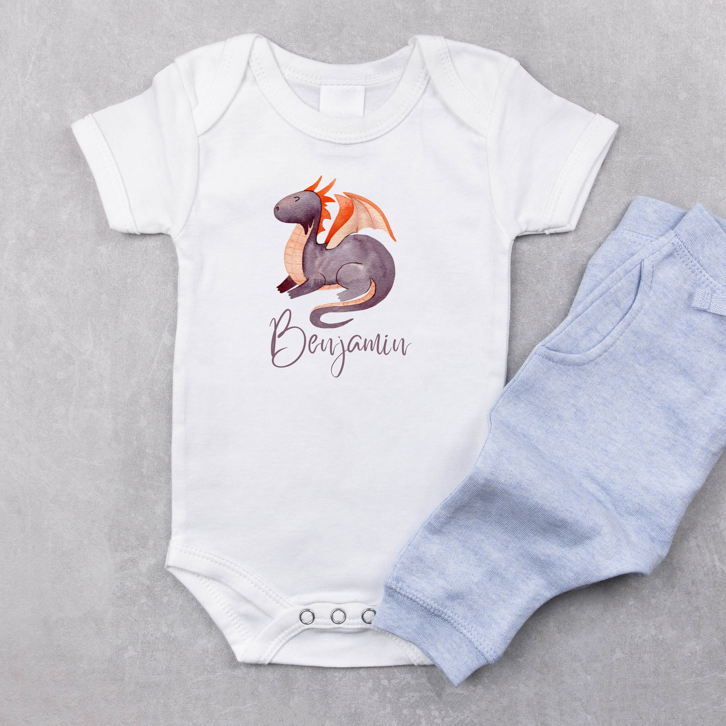 Dragon Slayer Romper: Personalized Name (Boy)