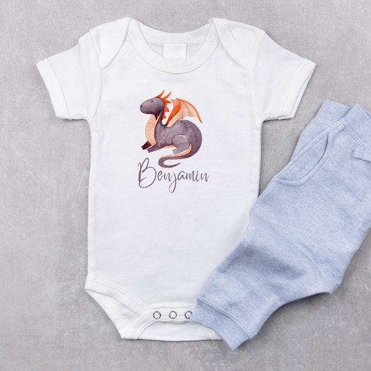 Dragon Slayer Romper: Personalized Name (Boy)