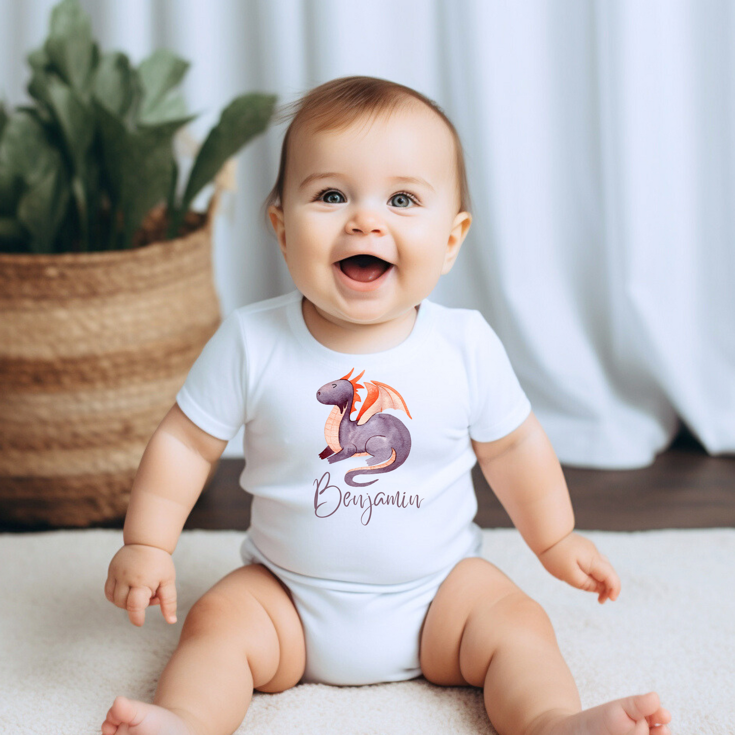 Dragon Slayer Romper: Personalized Name (Boy)