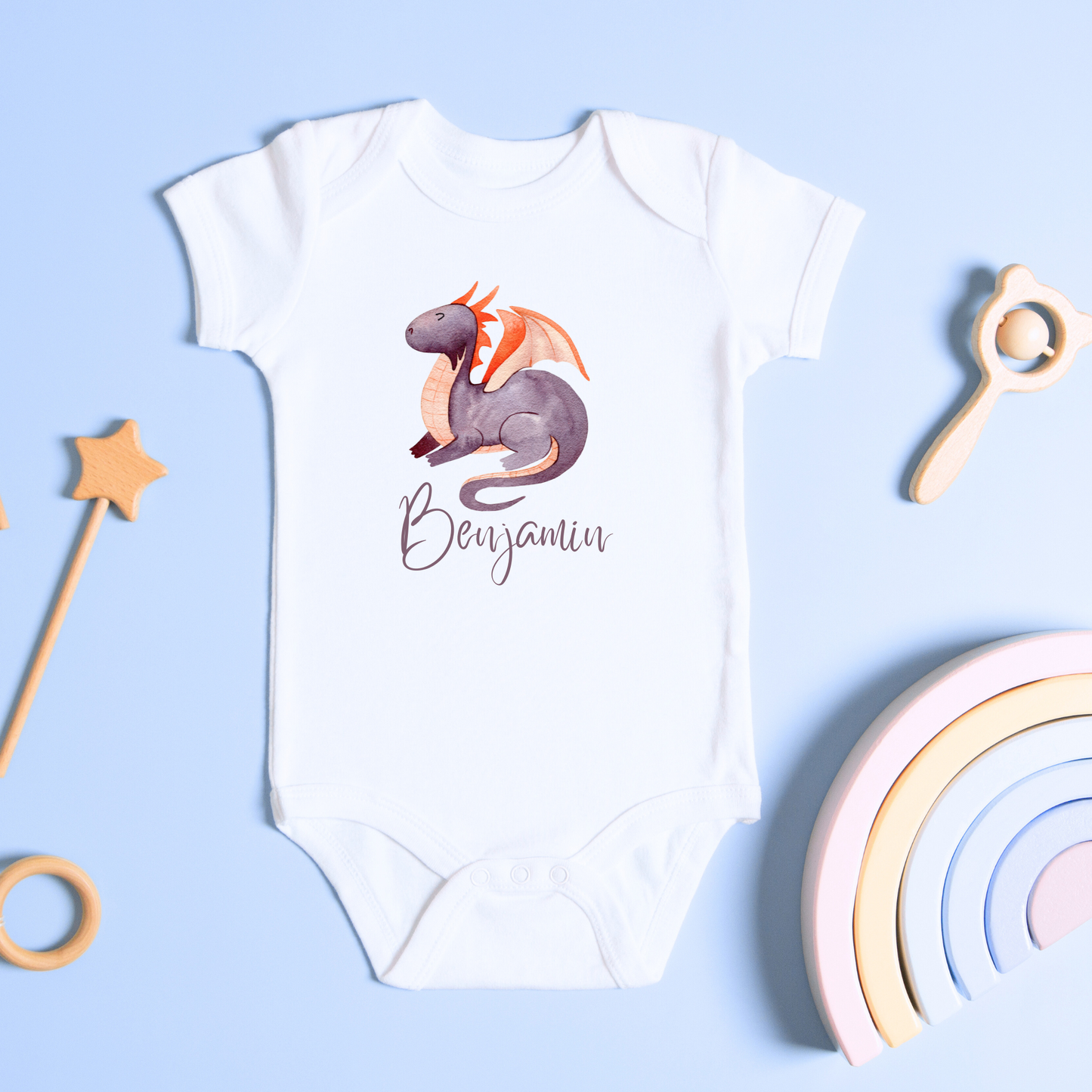 Dragon Slayer Romper: Personalized Name (Boy)