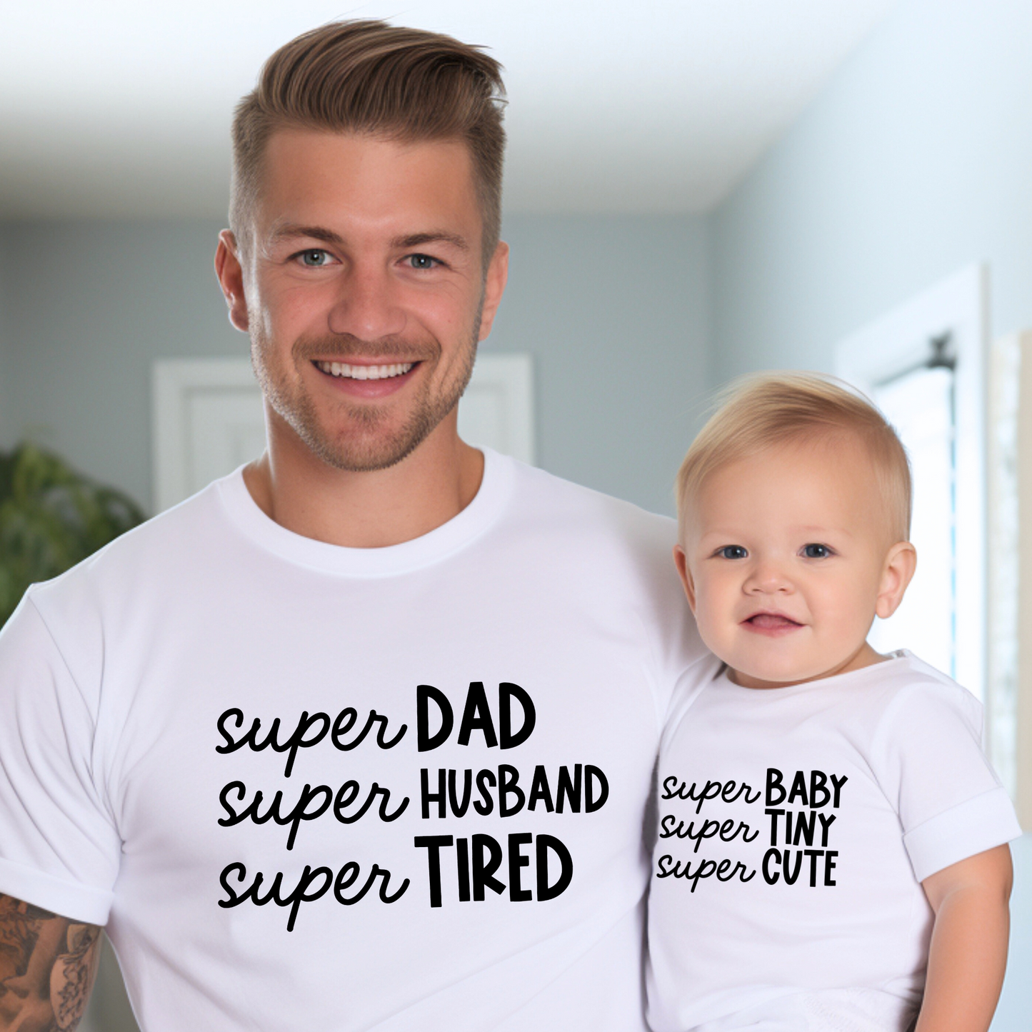 Dynamic Duo! Super Dad & Super Baby: Father and Baby Matching Outfit