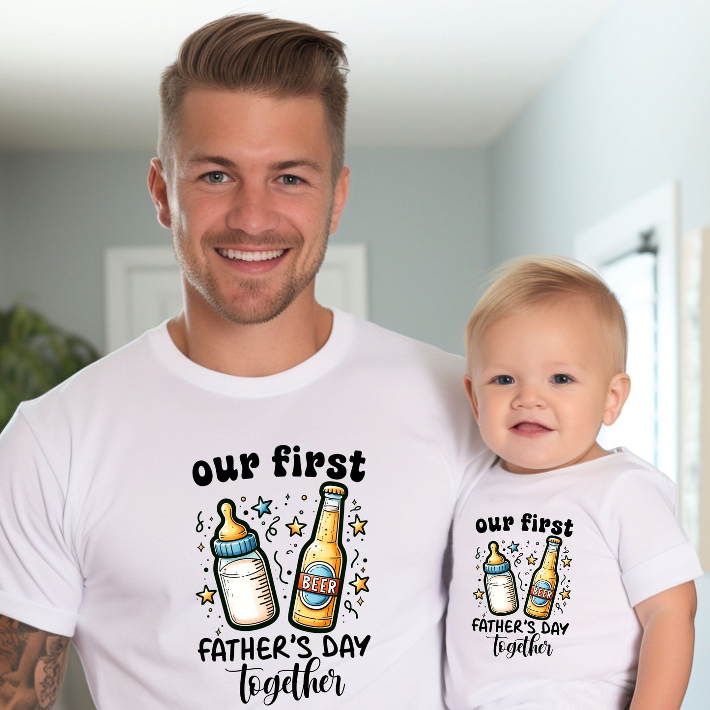 Our First Father's Day Together Matching Dad and Baby Outfits