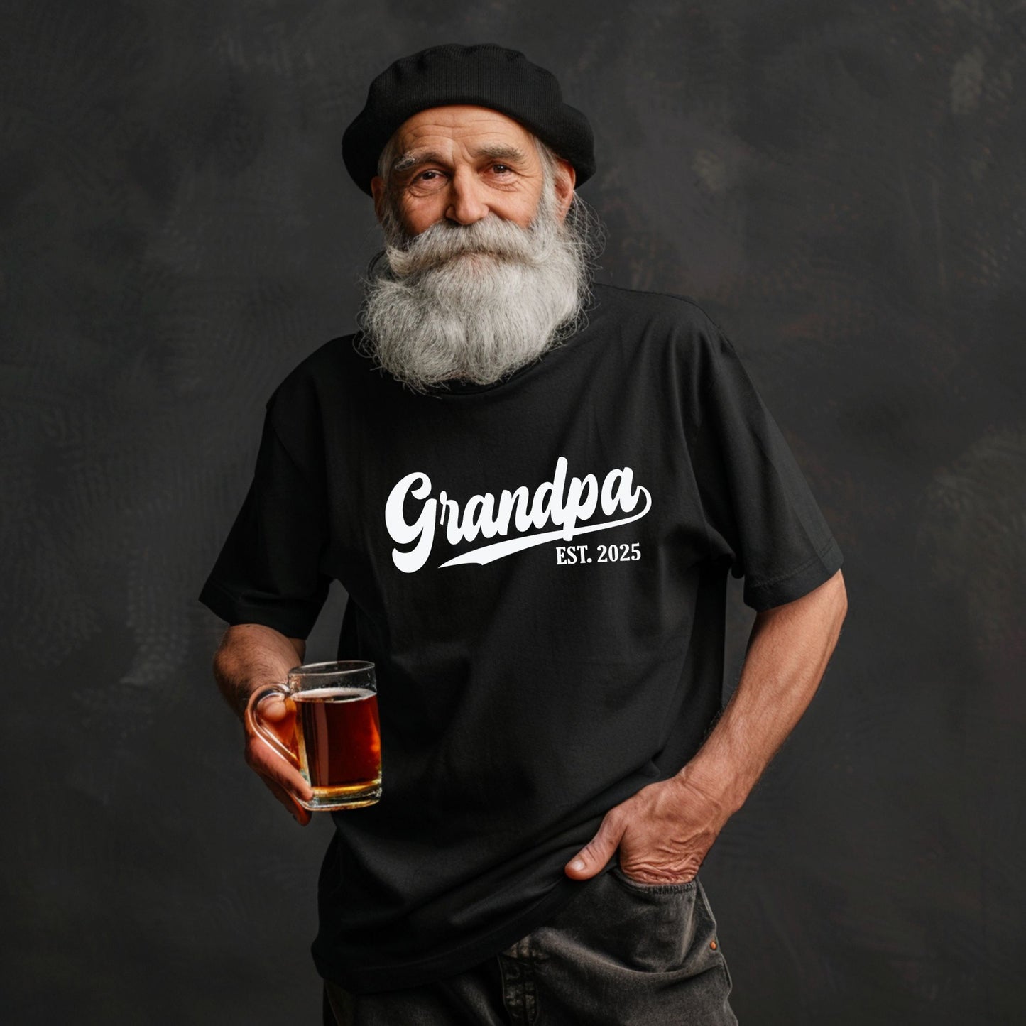 "Grandpa Est 2025" - Short Sleeved T-Shirt for Father's Day
