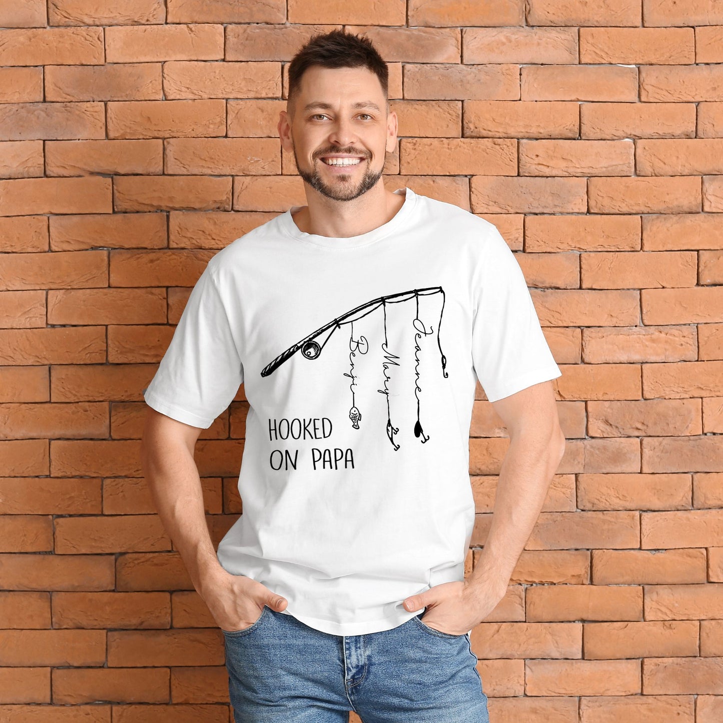 Personalized "Hooked On Papa" T-Shirt - Father's Day Gift