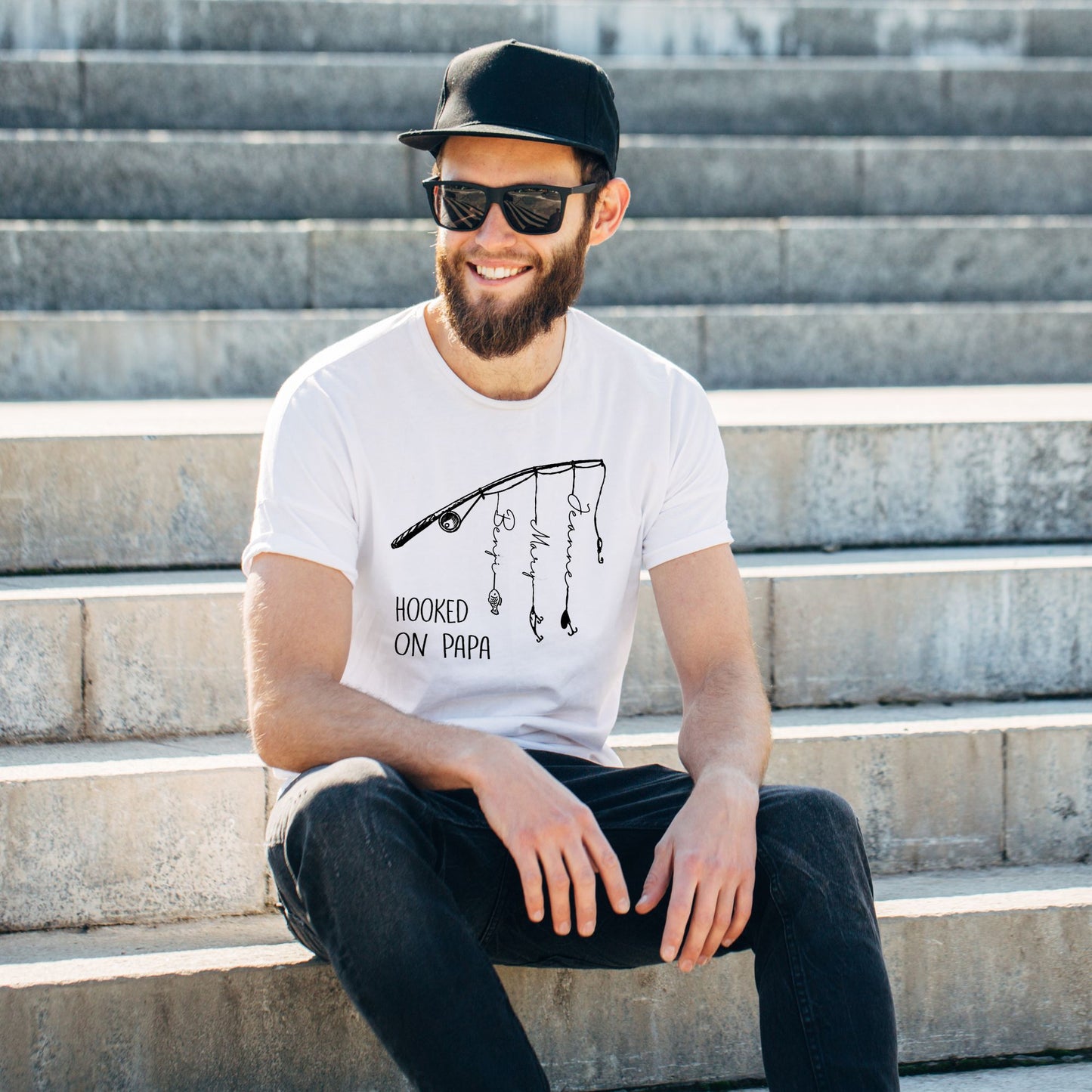 Personalized "Hooked On Papa" T-Shirt - Father's Day Gift