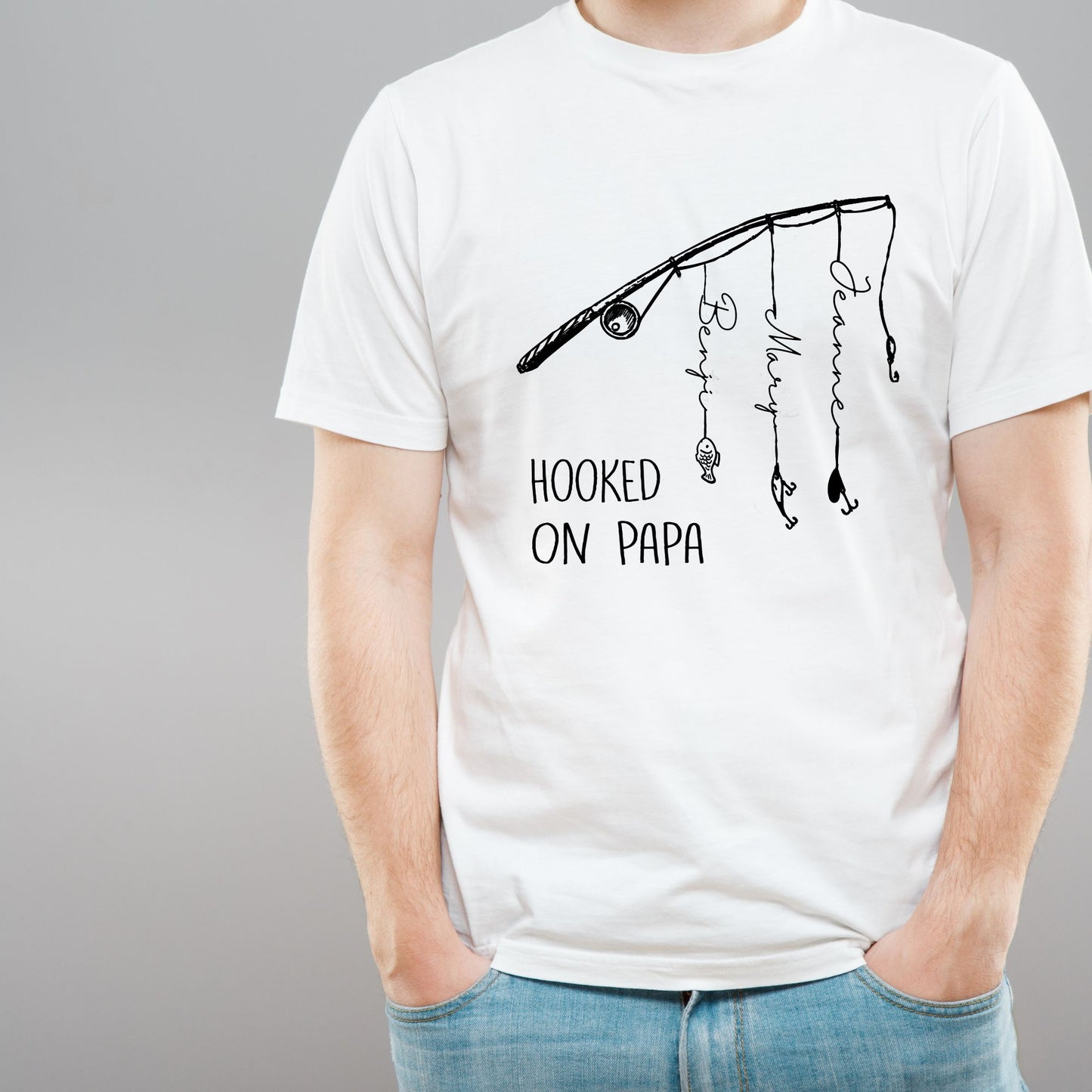 Personalized "Hooked On Papa" T-Shirt - Father's Day Gift