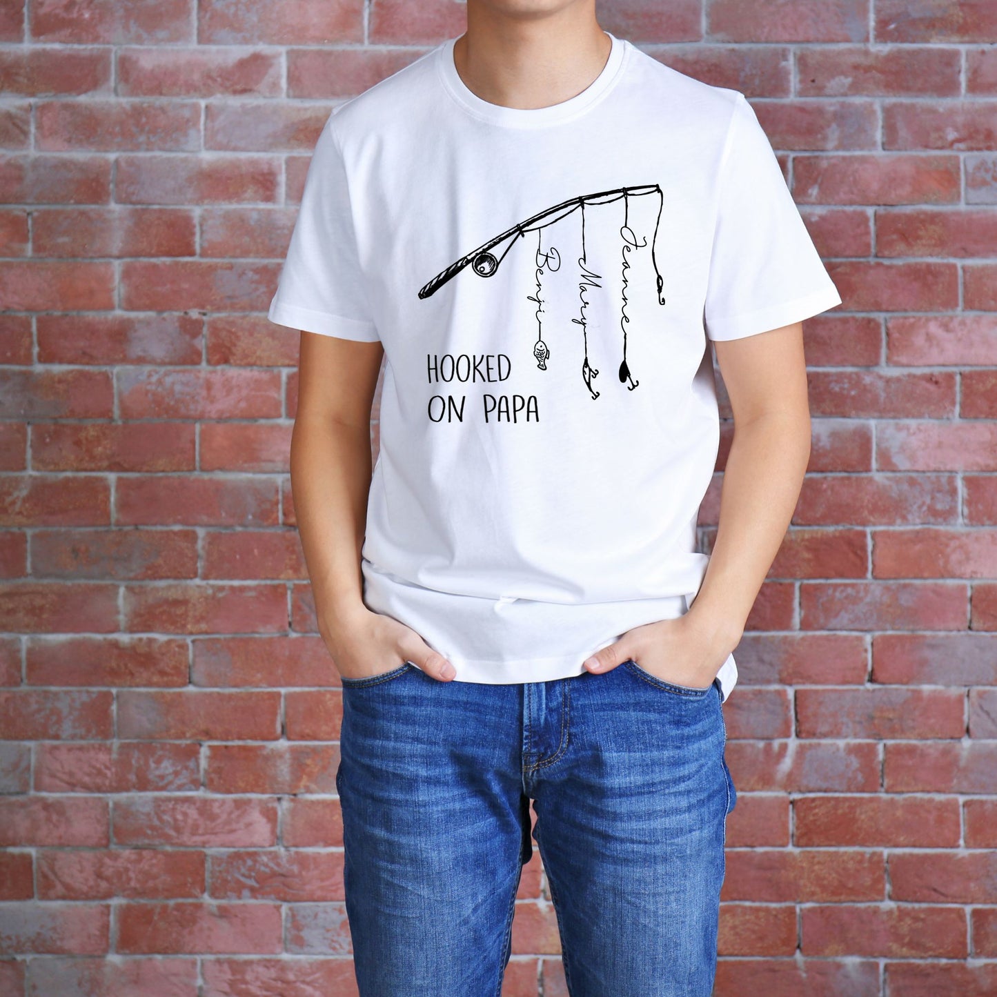 Personalized "Hooked On Papa" T-Shirt - Father's Day Gift