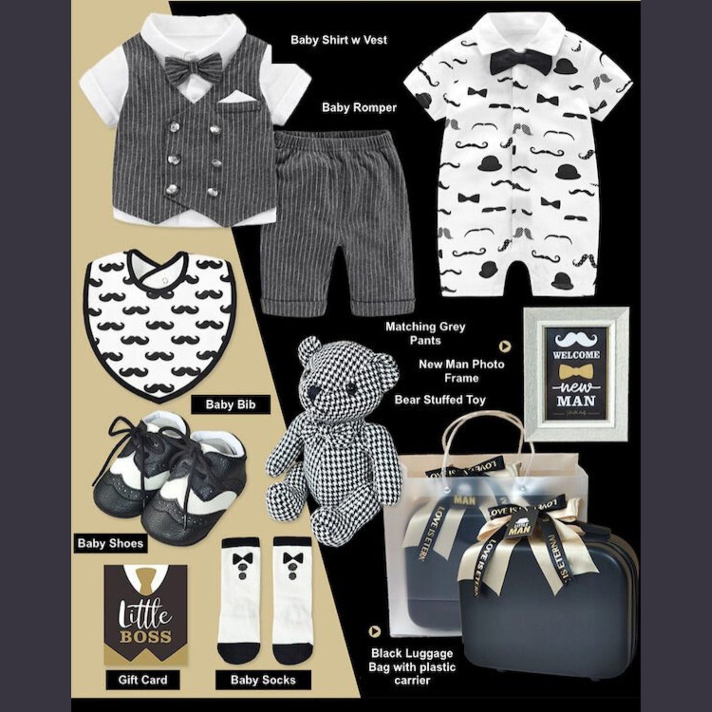 10 pc Little Boss Boy Baby Birthday Gift Luggage Set 12-18 Months