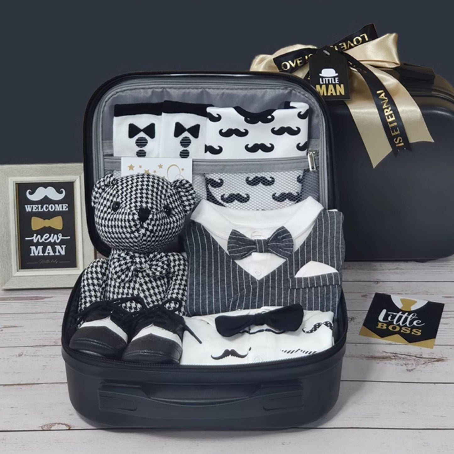 10 pc Little Boss Boy Baby Birthday Gift Luggage Set 12-18 Months